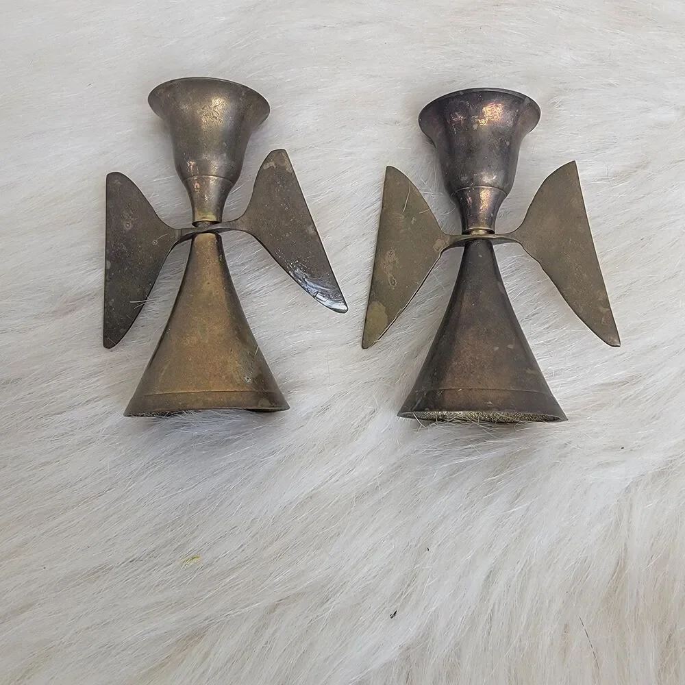 Vintage Pair Brass Angel Wings 3.5